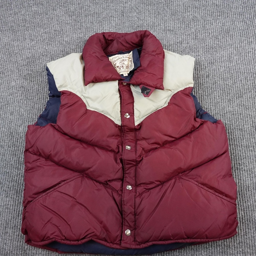Vintage William Barry Vest Mens XL Red Down Puffer Snap USA Ski Outdoor Hiking